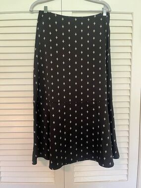 LOFT Black A-Line Satin Skirt